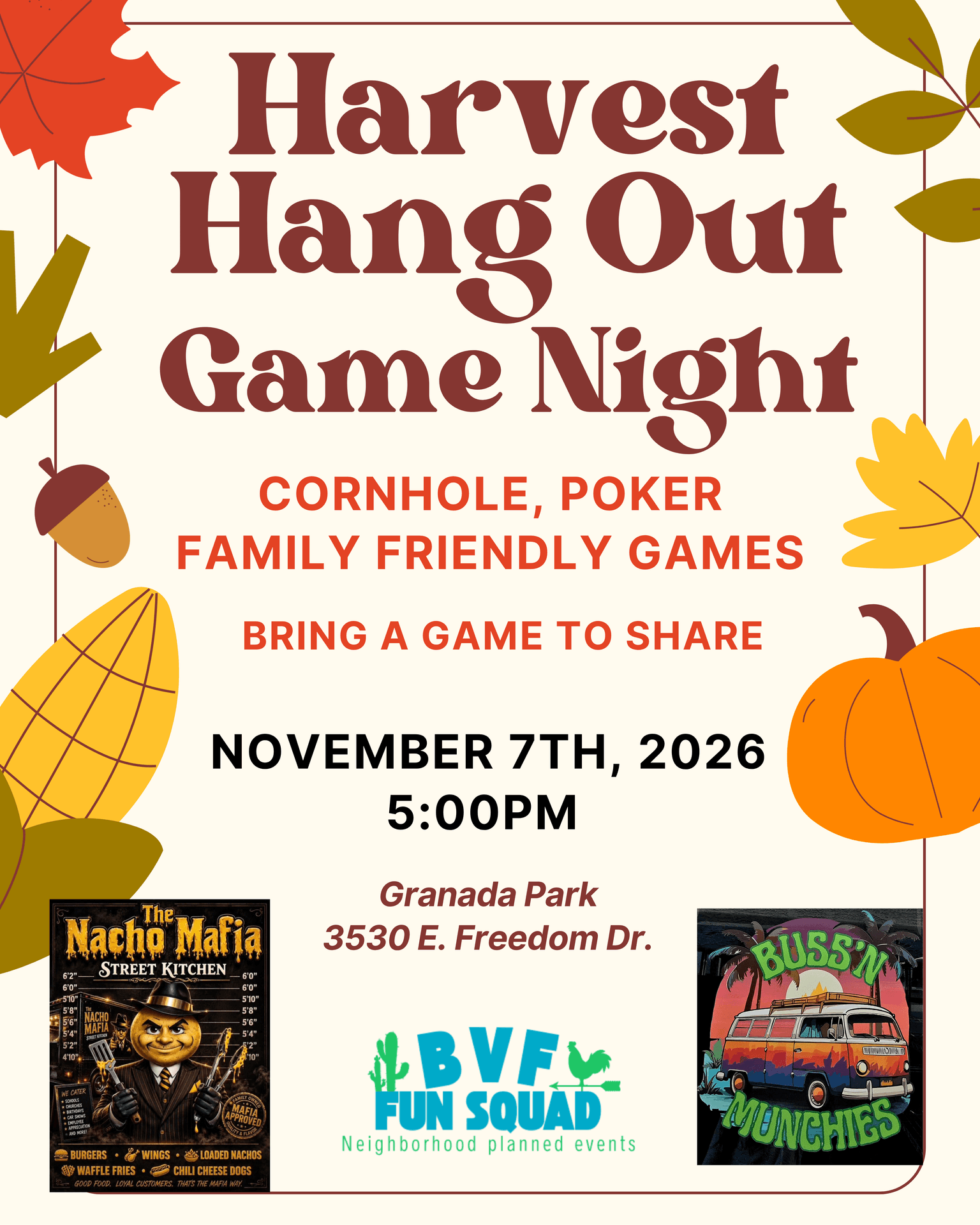 Harvest Hangout Game Night flyer